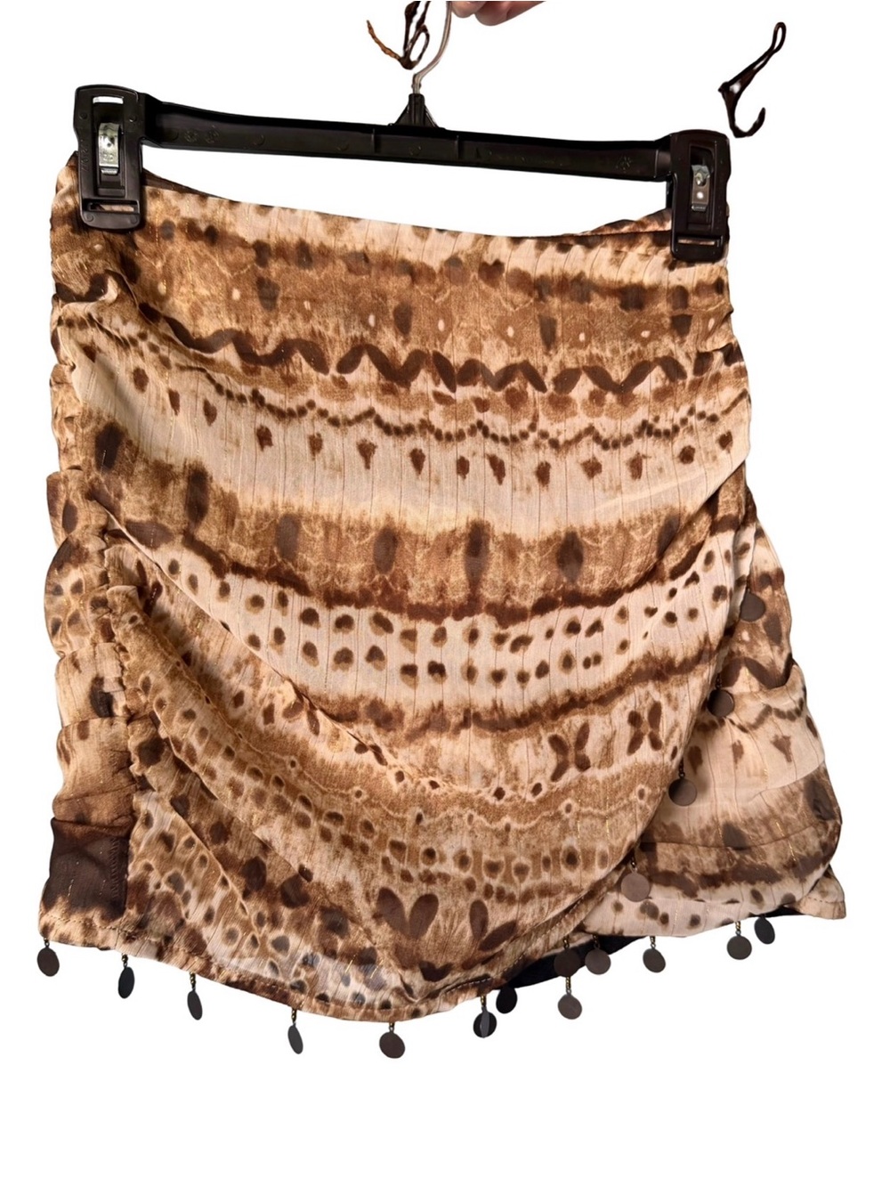 Gold Brown animal print coin trim skirt